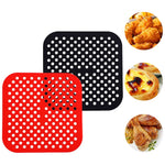 HASTHIP Air Fryer Liners for Easy Cleanup featuring 8.5 in Reusable Food‑Grade Silicone Pads | 2Pcs Red and Black Set