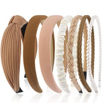 HASTHIP® 7 Piezas Diademas Mujer Niña, Cintas Pelo Antideslizantes Moda, Accesorios Cabello Estilo Variado, Bandas Elásticas Cómodas, Pack Color Marrón