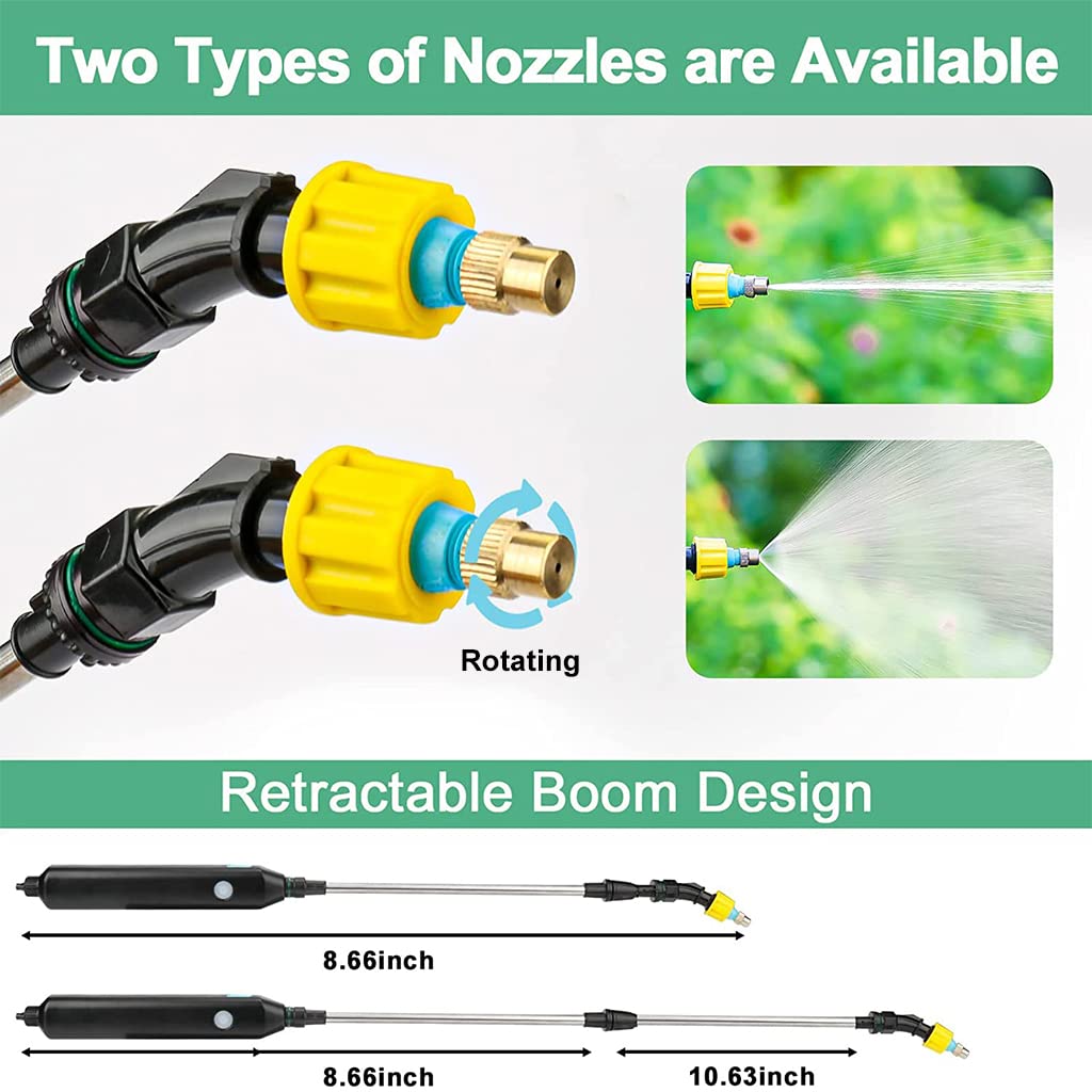 HASTHIP Battery Powered Sprayer for Garden Use with 5L Tank and 60cm Telescopic Wand | USB Rechargeable Handle