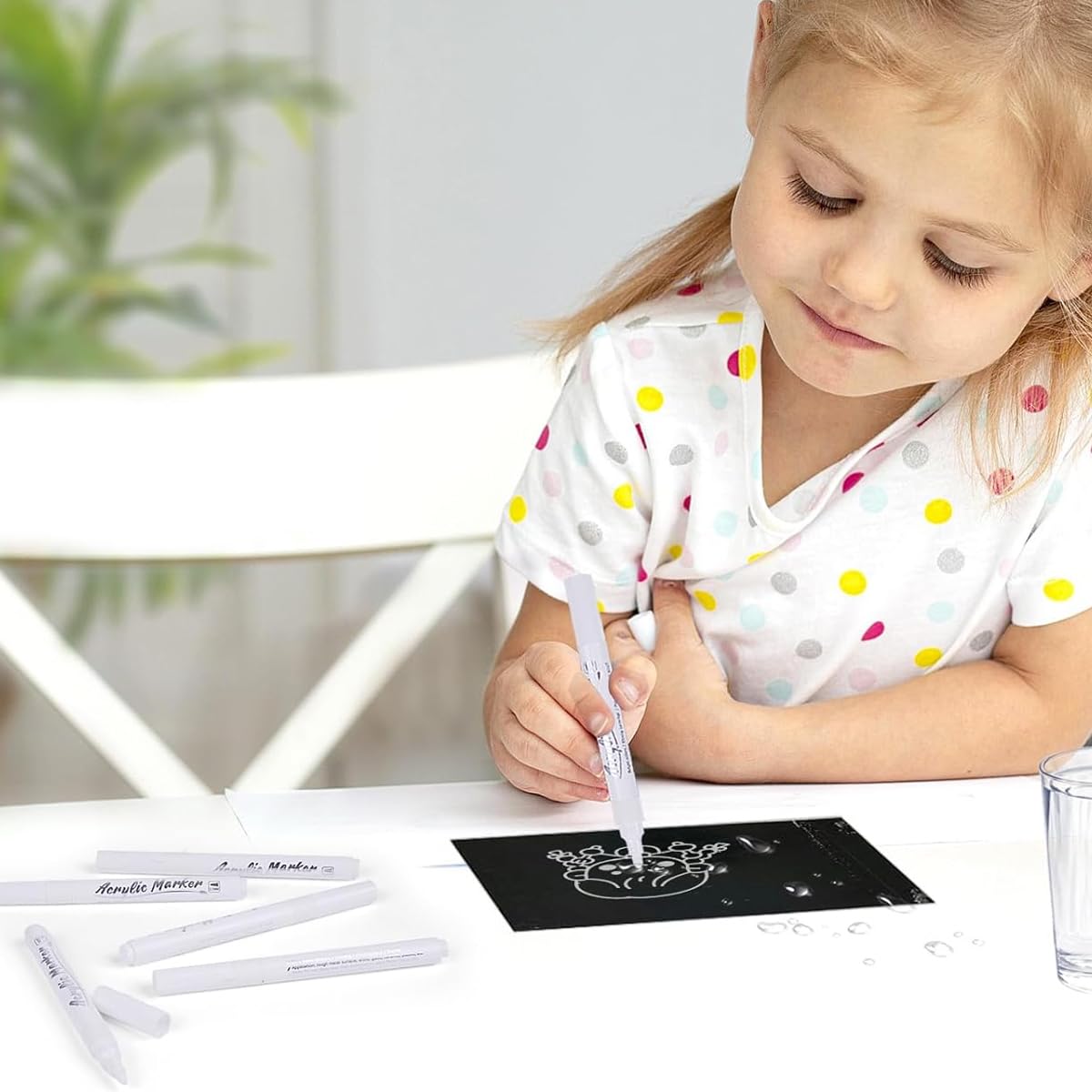 8 Pack White Paint Pen White Acrylic Permanent Marker White Mark Pens, 2mm Waterproof Smudge Resistant Quick Dry Mark Pens, for Plastic Leather Glass Stone Metal Canvas Ceramic Marker