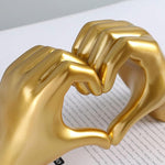 HASTHIP Love Hands Statue for Home Decor with Golden Resin Finish 13.8x7.8cm | Romantic Gift