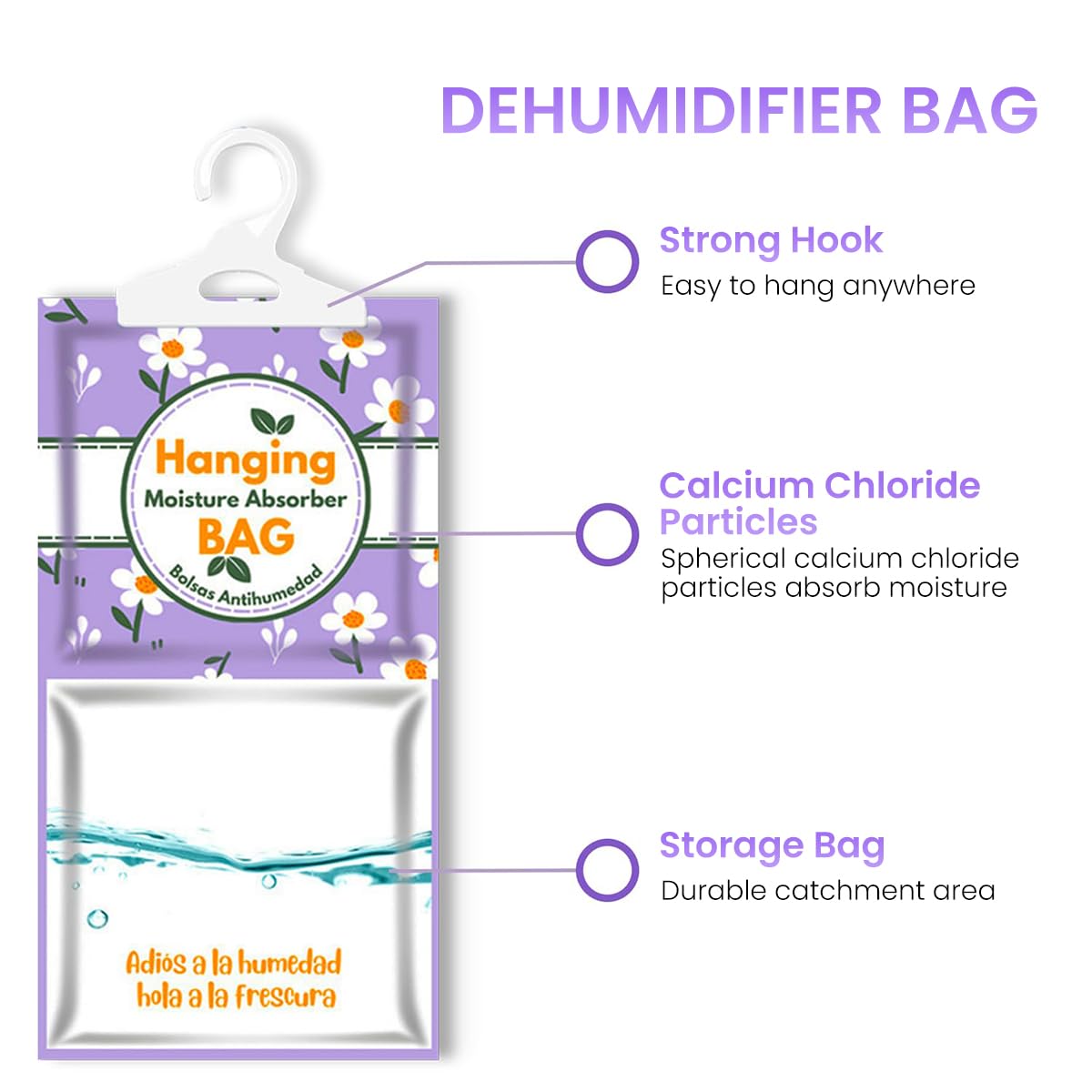 HASTHIP® 10 Pack 500ml Moisture Absorbers, Hanging Closet Dehumidifier Bags, Humidity Packs, Desiccant, Closet Dehumidifiers and Odor Eliminator for Fresher Air