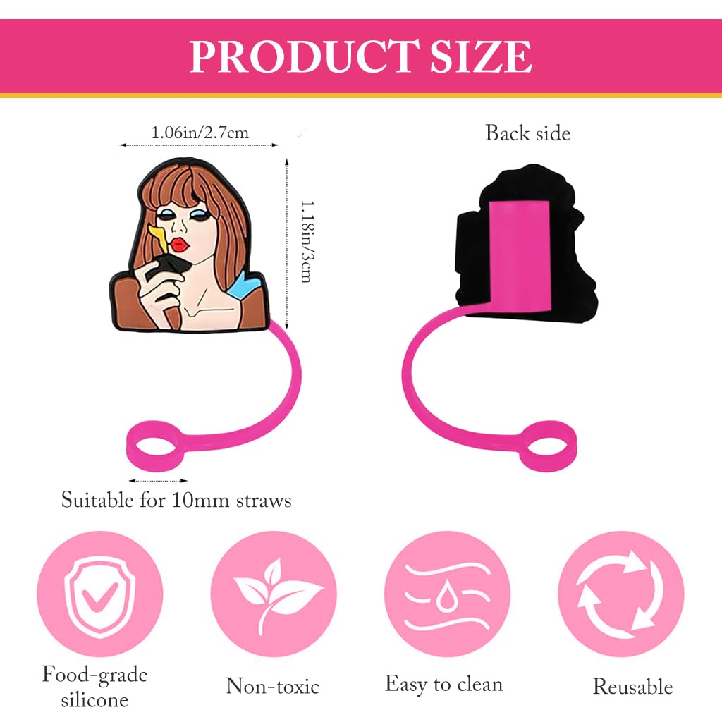 HASTHIP Stanley Straw Cover for 30 and 40 Oz Cups with 10 mm Fit and Food Grade Silicone | Cute Gift for Fans
