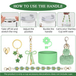 HASTHIP Stanley Cup Accessories Set of 8 for 40oz and 30oz with Crochet Hand Strap | Floral Charms and Silicone Boot