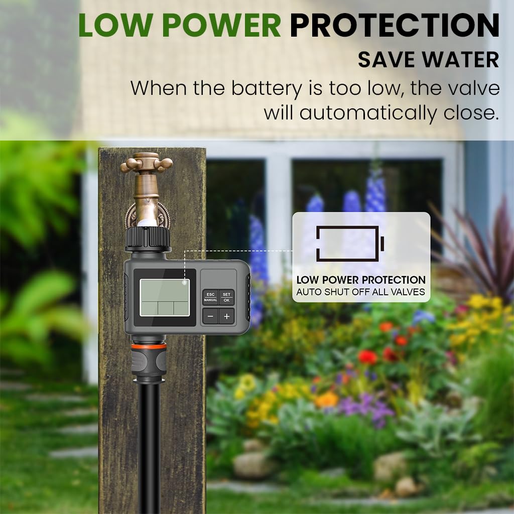 HASTHIP Automatic Water Timer for Garden Faucet with 0–360 Min Setting and Rain Delay | UV‑Resistant ABS Smart Irrigation Control