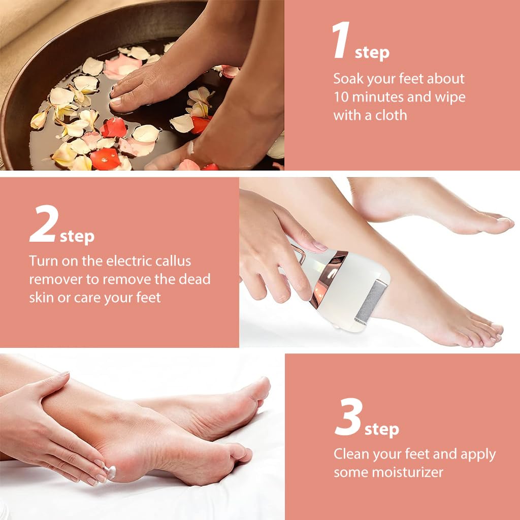 HASTHIP® Electric Callus Remover for Feet,Half year warranty, Pedicure Tools Professional Rechargeable Portable Callus & Dead Skin Removal & Feet Care Feet File For Removing Dead Skin