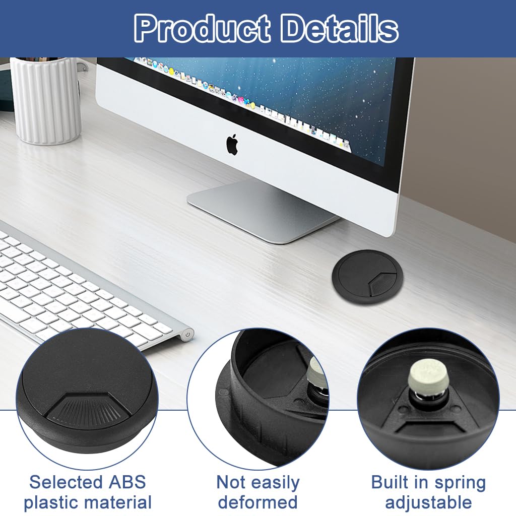 HASTHIP® 50mm Desk Cable Grommets 6-Pack