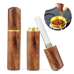 HASTHIP® Espresso Coffee Stirrer Pin Tamper for Espresso Coffee Making 6 Needles Ground Coffee Stirrer 0.4mm Fine Pin TamperNatural Wooden Handle Pin Coffee Tamper