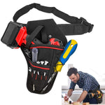 HASTHIP® Bolsa de Herramientas para Electricista de Tela Oxford,Cinturón Ajustable con Múltiples Bolsillos,Organizador Herramientas Mano Martillo Destornillador y Taladro
