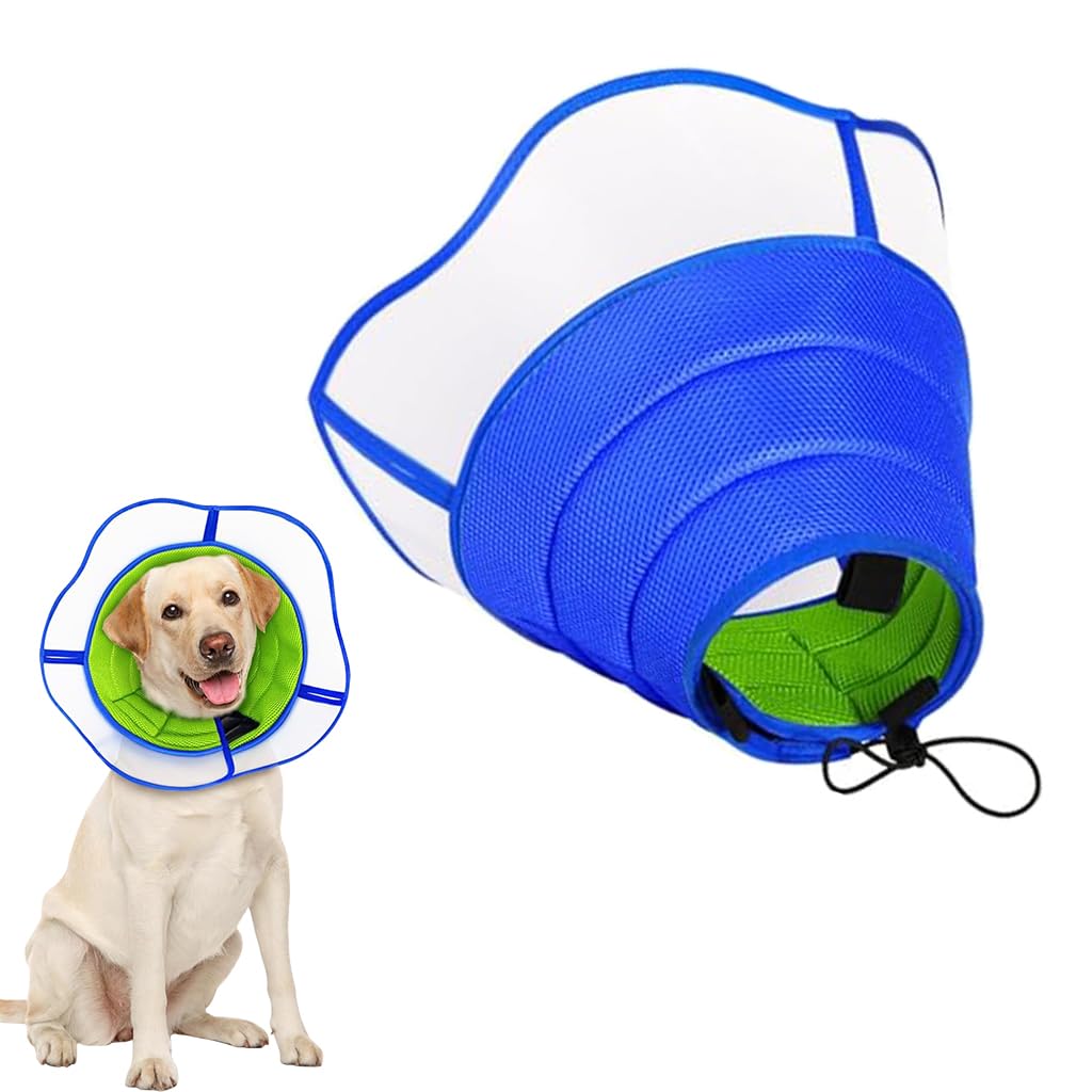 HASTHIP® Dog Cone Collar, Breathable Soft, After Surgery Recovery Dog Collar with Drawstring Adjustment for Head Neck Protection (L)
