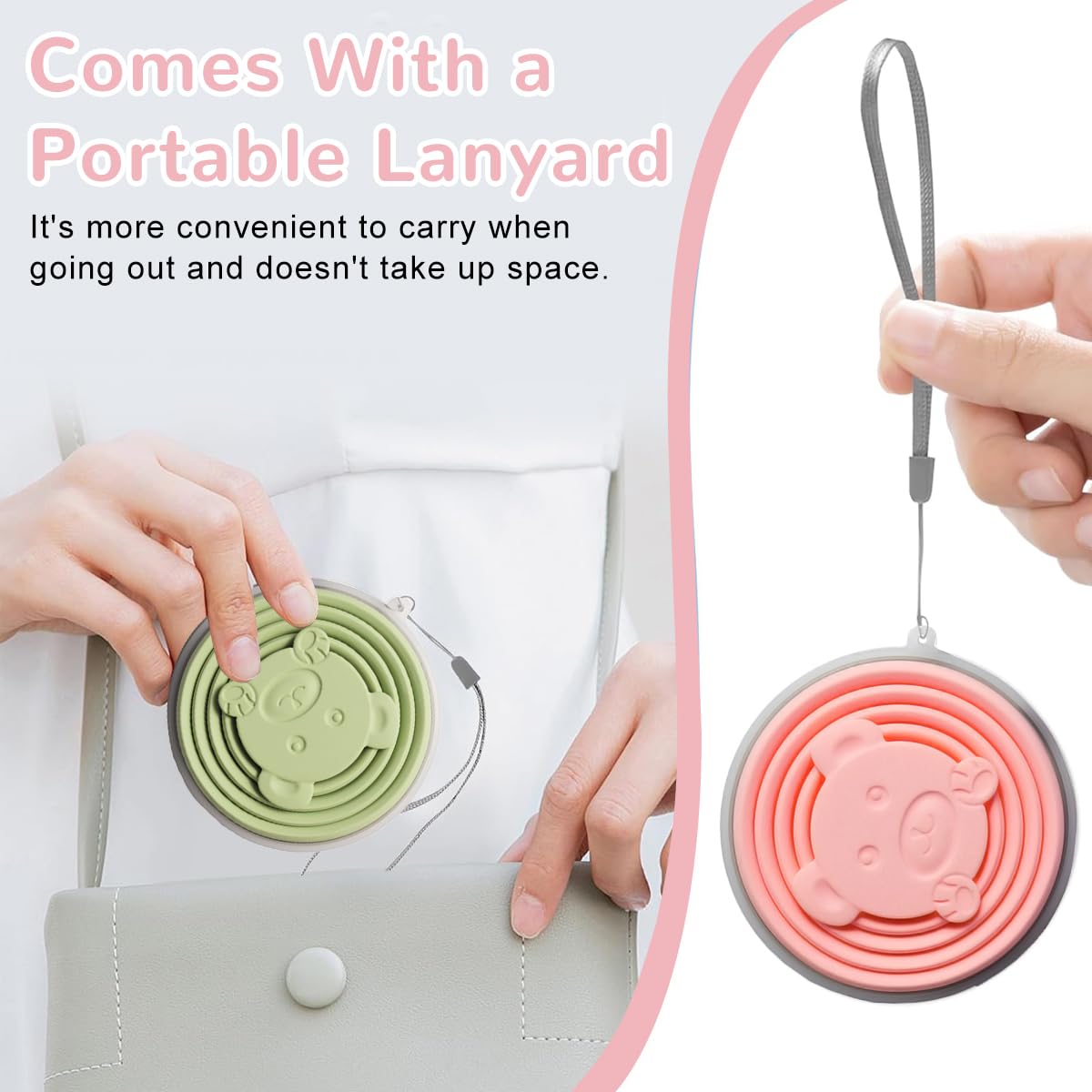 HASTHIP Collapsible Cup for Travel with Lids and Reusable Foldable Silicone Design | 2 Pack