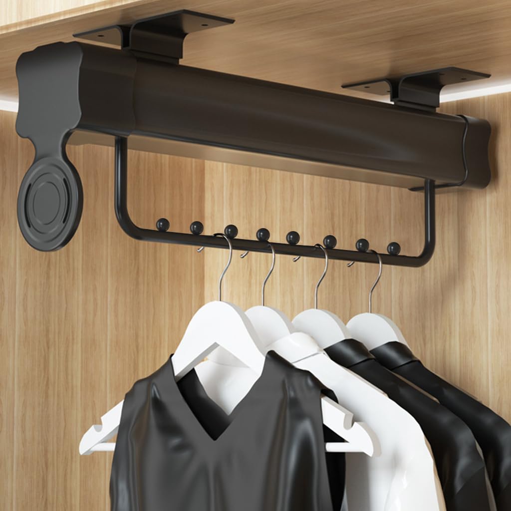 HASTHIP Space Saving Multi Hanger Organizer for Closet with Pull Out Rail and 18.1 in Depth | Metal Screw Mounted Design