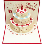 HASTHIP Greeting Card for Birthday with 3D Pop Up Cake Design 15x15cm Red for Mom | Wife
