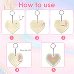 HASTHIP Cross Stitch Keychain Kit for DIY Crafts with 8 Wooden Blanks and 6-Color Yarn