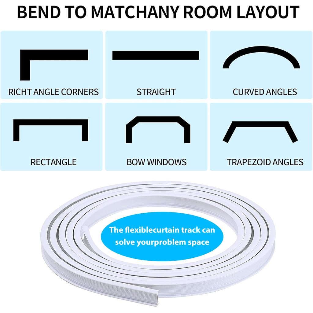 HASTHIP Flexible Ceiling Curtain Track for Room Dividers with 9.6ft Length | Easy Install Set