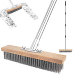 HASTHIP® Stainless Steel Wire Bristle Scrub Brush, Assembly Stainless Steel Rod, 30cm Wide Heavy Duty Floor Cleaning Brush for Tough Dirt, Grout, and Outdoor Surfaces