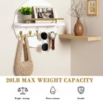 HASTHIP Wall Shelf for Entryway with Key Hook Rack and Sturdy Cross Bar Support | Modern Wooden Round Geometric Design