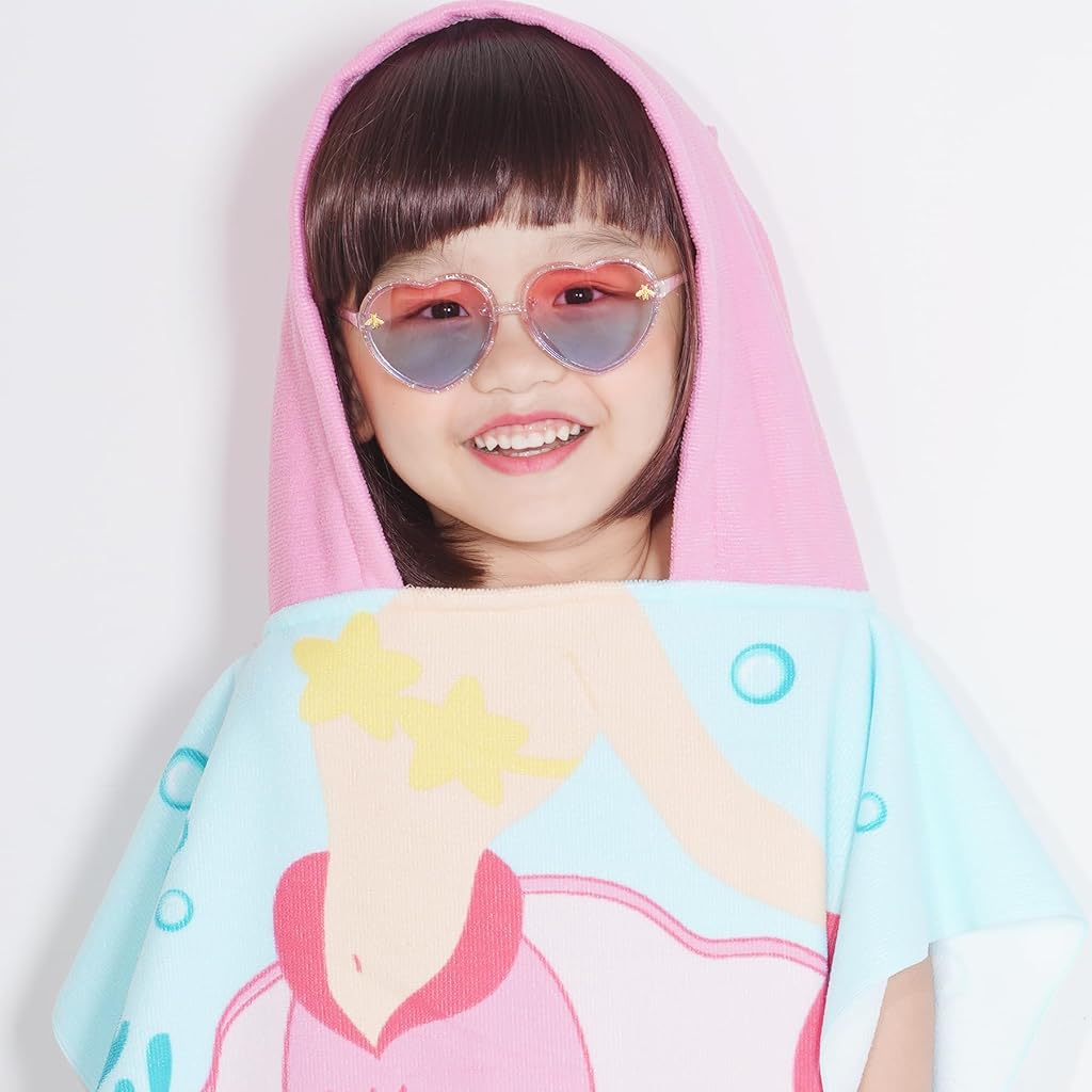 HASTHIP Kids Sunglasses for Girls 3Pcs with Heart Frames and UV380 Protection | Beach Wear