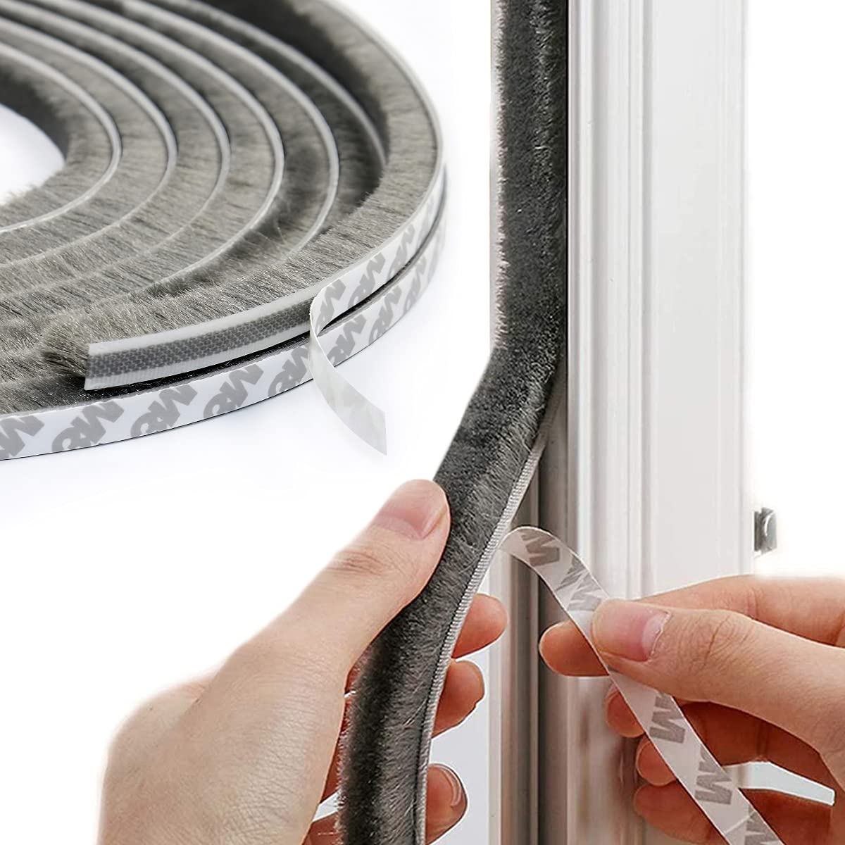 HASTHIP Door Sealing Strip for Doors and Windows featuring 10 m Self Adhesive Felt | Grey
