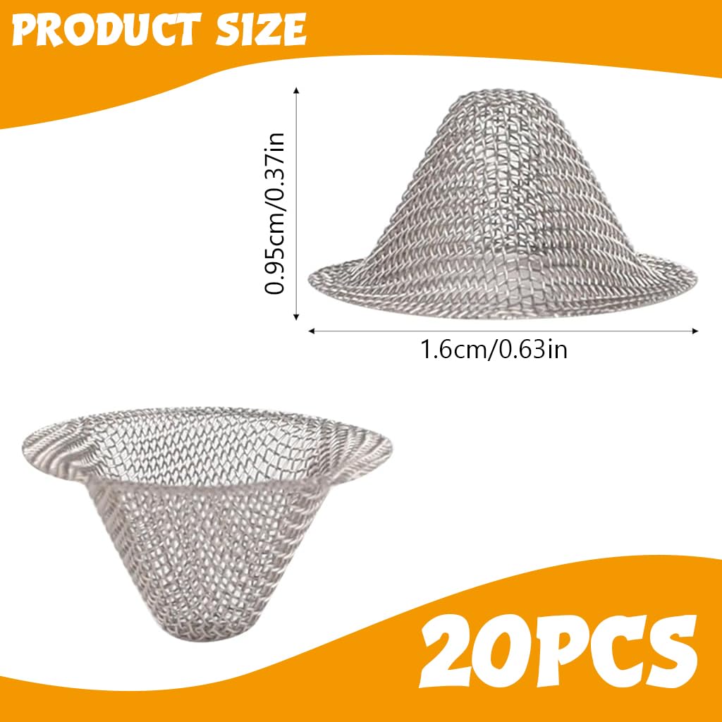 HASTHIP Bong Screens 20 pcs 0.5 inch for Pipe Bowls featuring Cone Shaped Reusable Metal Filters
