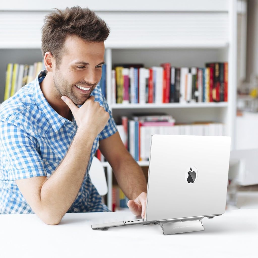 HASTHIP Laptop Case Cover for MacBook Air 13.6 inch featuring Foldable Kickstand Stand | Clear Flexible Soft Shell