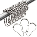 HASTHIP Stainless Steel Curtain Hooks for Bathroom with Spherical Roller Balls 12 Pieces