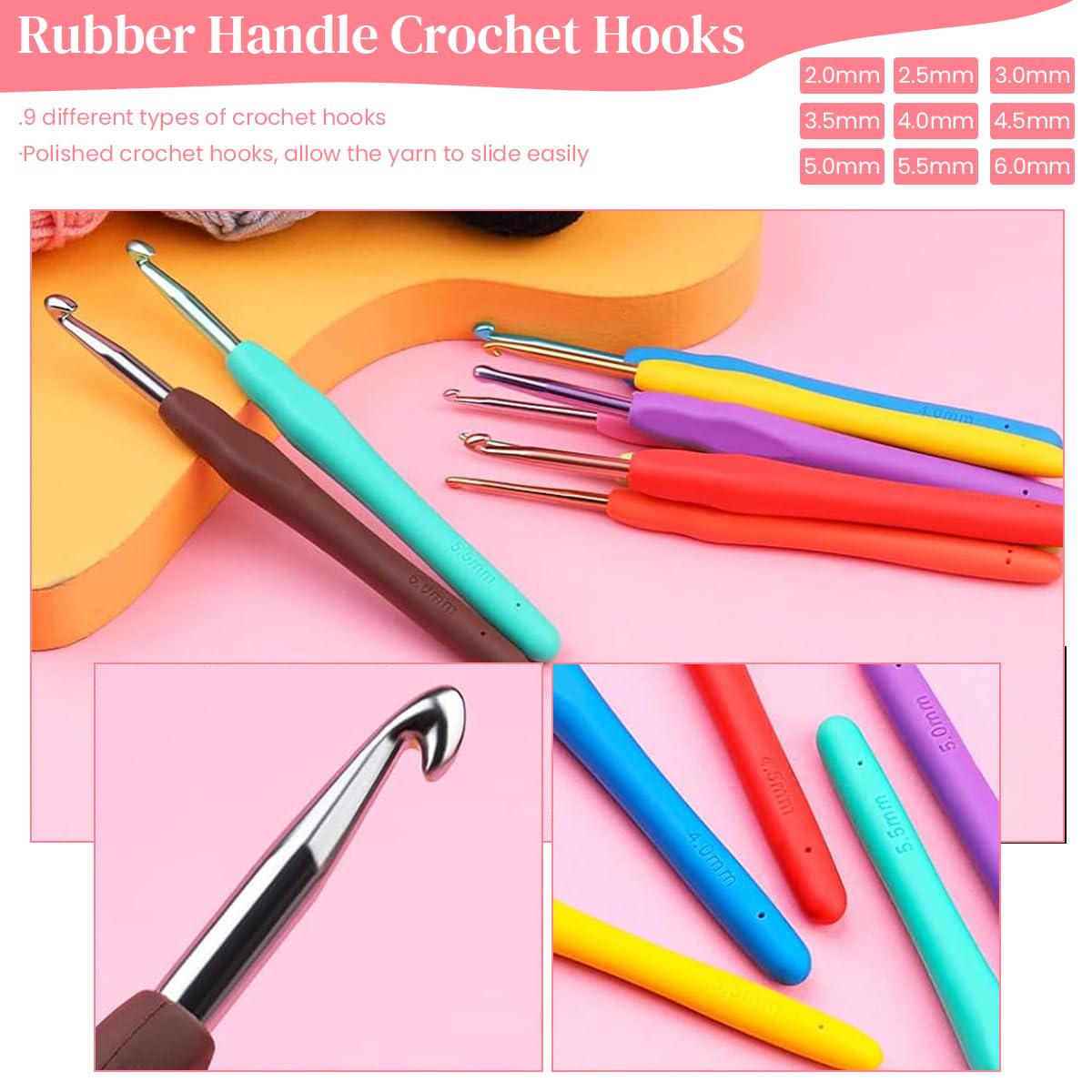 HASTHIP Crochet Kit for Beginners with 130 Pieces and Full Size Hooks | Color Yarn Set