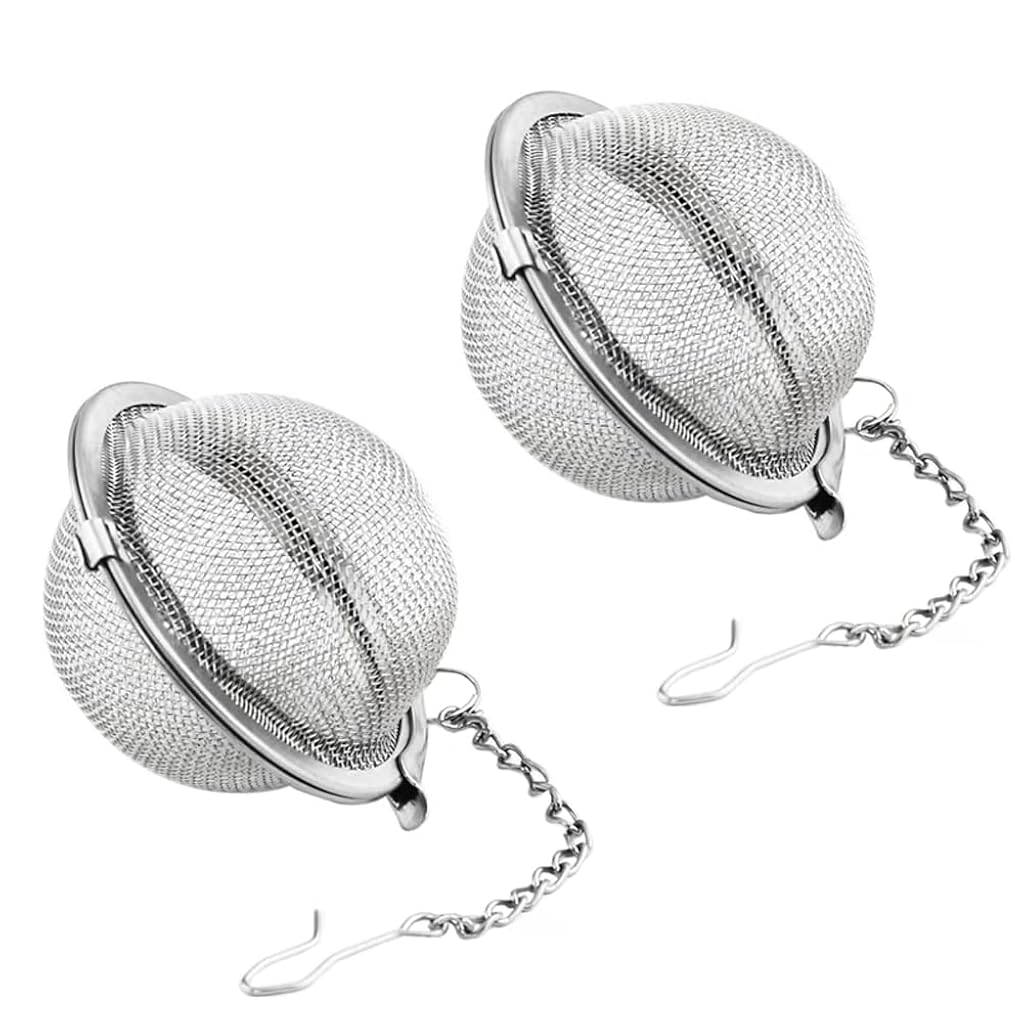 HASTHIP® LBOYLOVE 2pcs Stainless Steel Tea Strainer Infuser Set,Reusable Fine Mesh Loose Leaf Tea Filter,Infuser with Chain Ball for Cup Mug Pot Coffee Spice Herb Steeper Dishwasher Safe