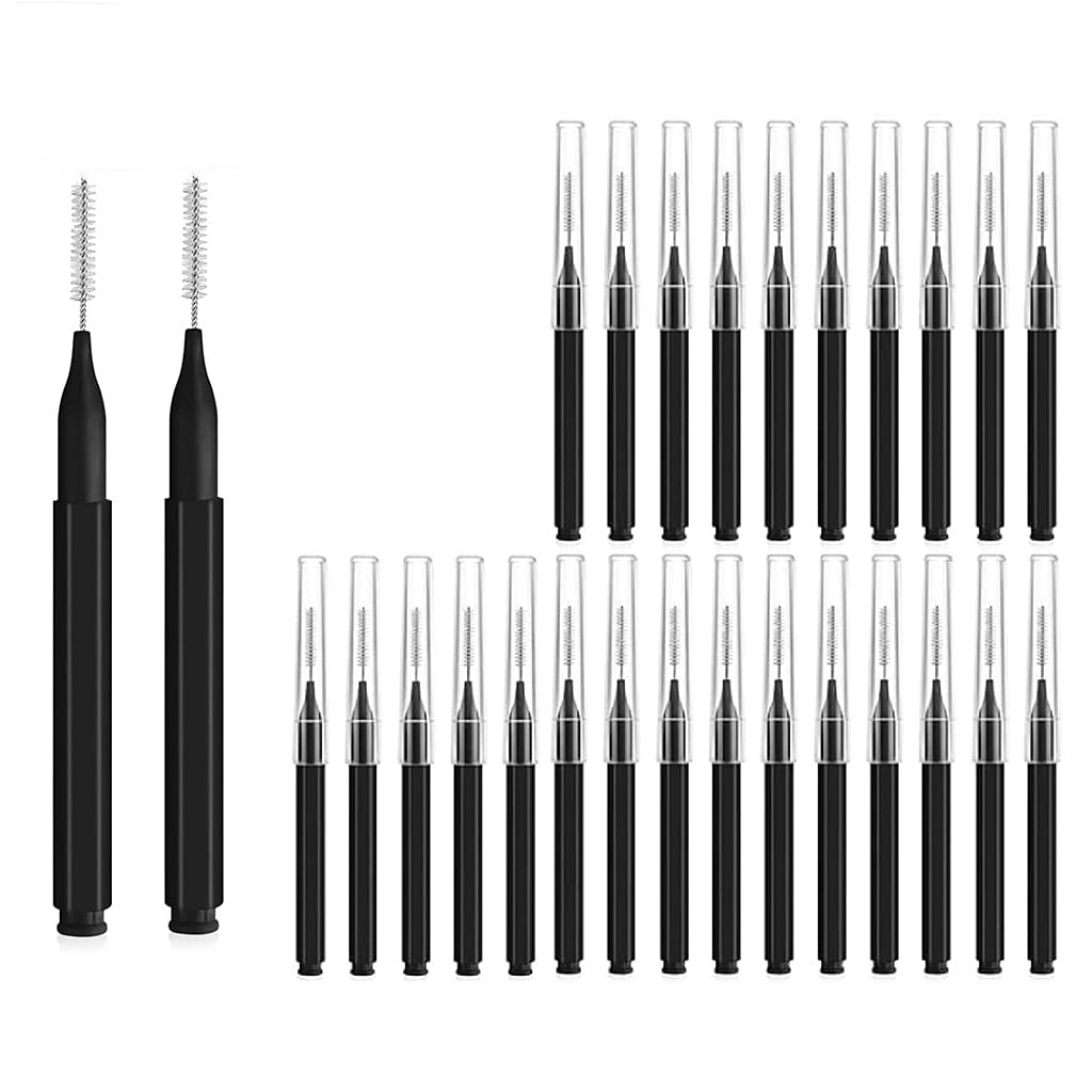 HASTHIP® Cepillos Interdentales 25 Piezas 2.5mm para Limpieza Dental, Cepillo Interdental para Brackets y Ortodoncia, Higiene Bucal Portátil con Tapas Protectoras, Cepillo de Dientes Manual