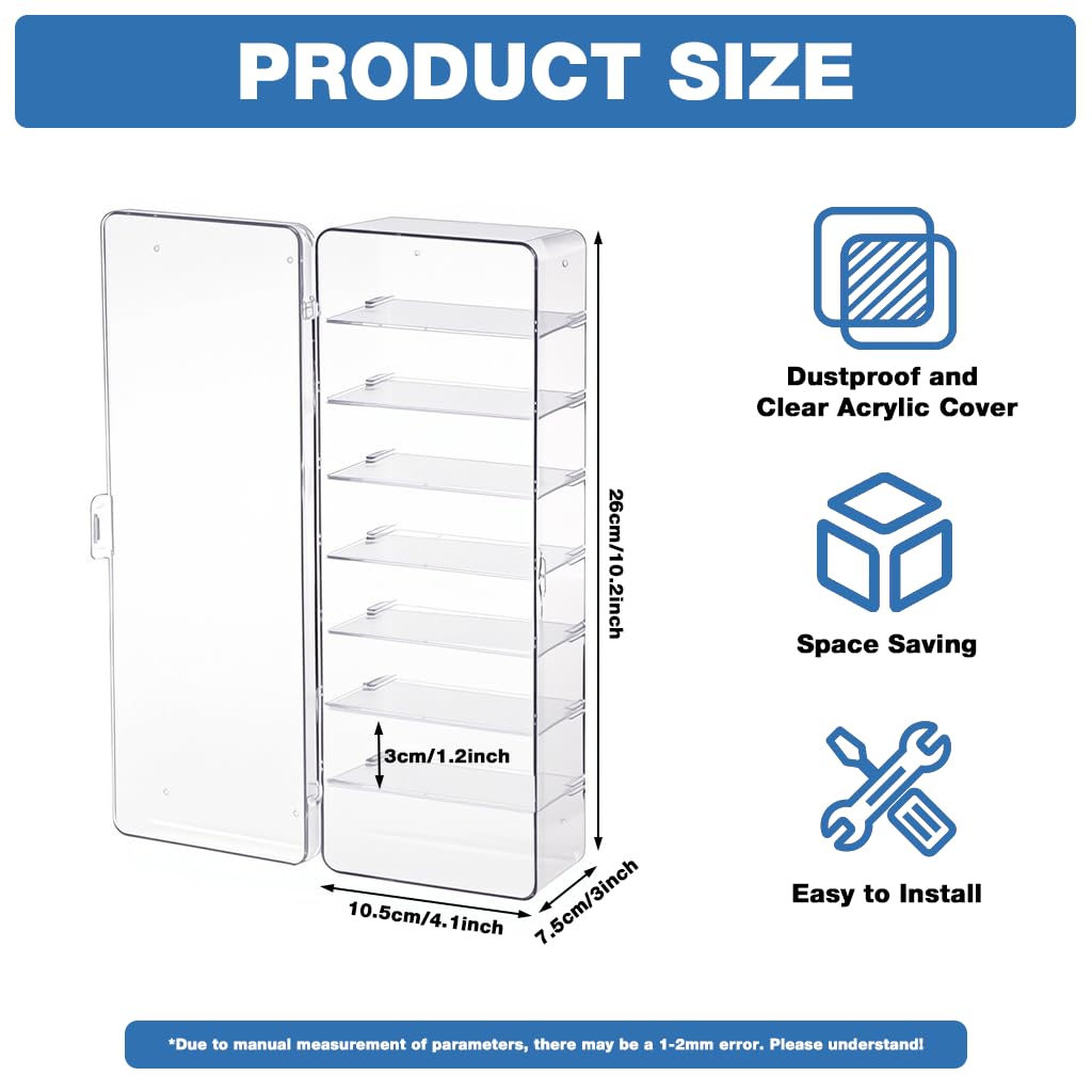 HASTHIP Mini Racing Car Display Box with 8 Compartments and Front Door | Clear 7.5x10.5x26 cm Organizer