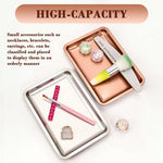 HASTHIP Stainless Steel Jewelry Organizer Trays for Dressers with Dual Colors 12.5x17.9cm | Silver and Rose Gold Rectangular Storage for Vanity or Kitchen