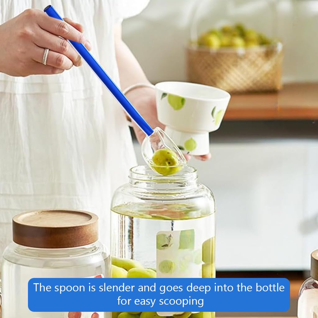 HASTHIP® Glass Oil Spoon Kitchen Glass Spoon Heat ResistantHigh Borosilicate Glass Spoon Soup Spoon Multipurpose 9.6 Inches Long Handle Kitchen Spoon