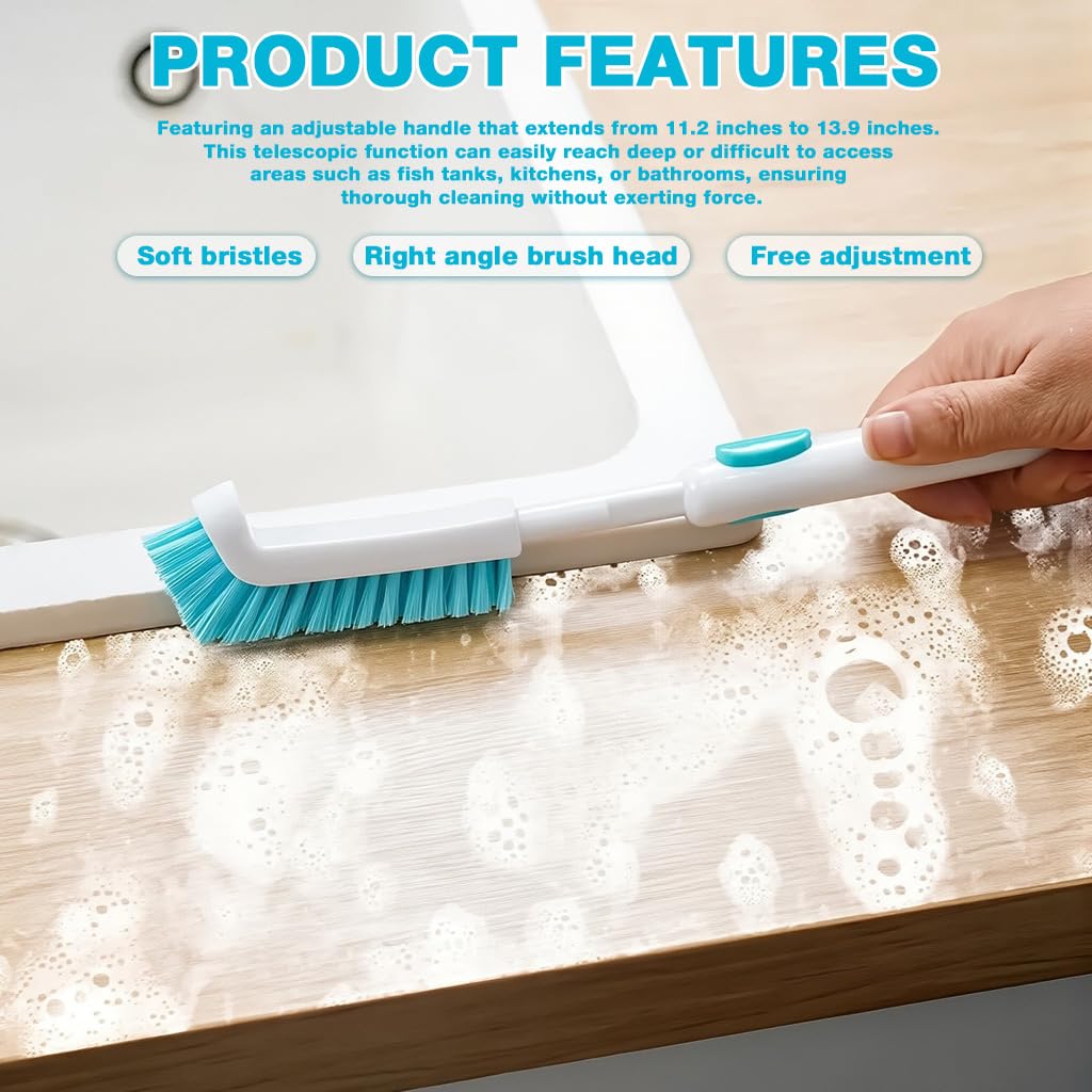HASTHIP Fish Tank Cleaning Brush for Aquarium and Containers featuring 11.2–13.7 in Telescopic Handle and 90 Degree Curved Tip