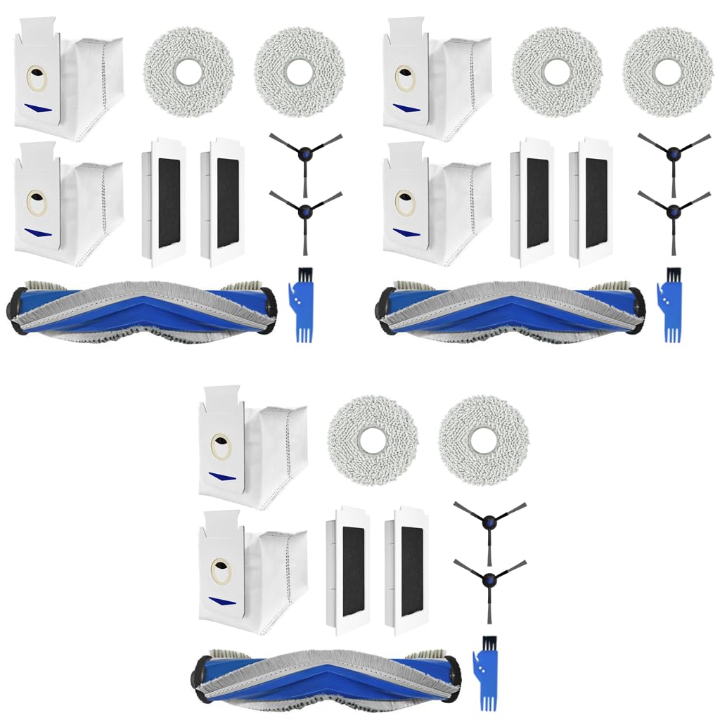 HASTHIP Replacement Parts for Ecovacs T30 Omni PRO with 30 pcs full accessory kit | main brush side brushes mop pads filters and dust bags