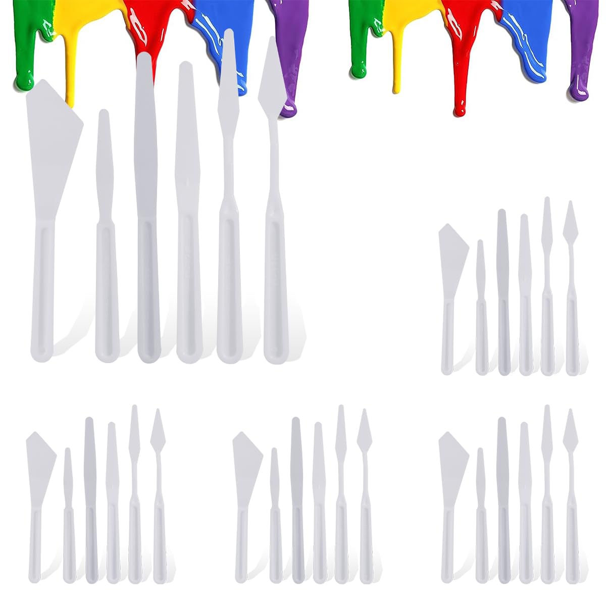HASTHIP Plastic Spatula Palette Knives for Painting with Ergonomic Handles | 30 Pcs Set