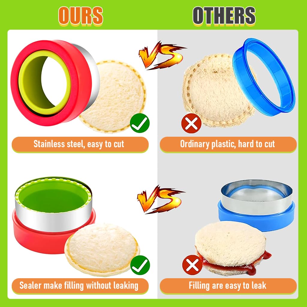 HASTHIP Kids Sandwich Cutter and Sealer Set for Fun DIY Lunches with 30 Pcs Stainless Steel Molds | Includes Fruit Forks and Cleaning Brush
