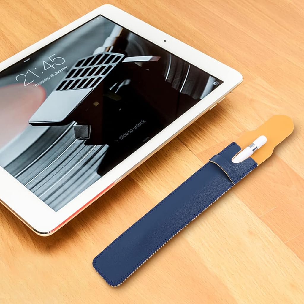 HASTHIP® Leather Protective Pencil Case for Apple Pencil Cover 1st/2nd Gen, Stylus Pen Cover, Pen Sleeve (only case)Blue Yellow