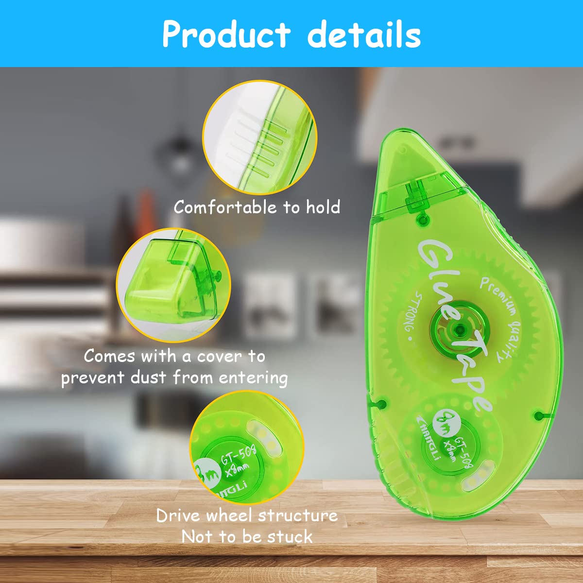 HASTHIP Adhesive Runner Roller Tapes for Scrapbooking and DIY Crafts 8mm x 8m 3 Pack | Smooth Fast Rolling Glue Applicators
