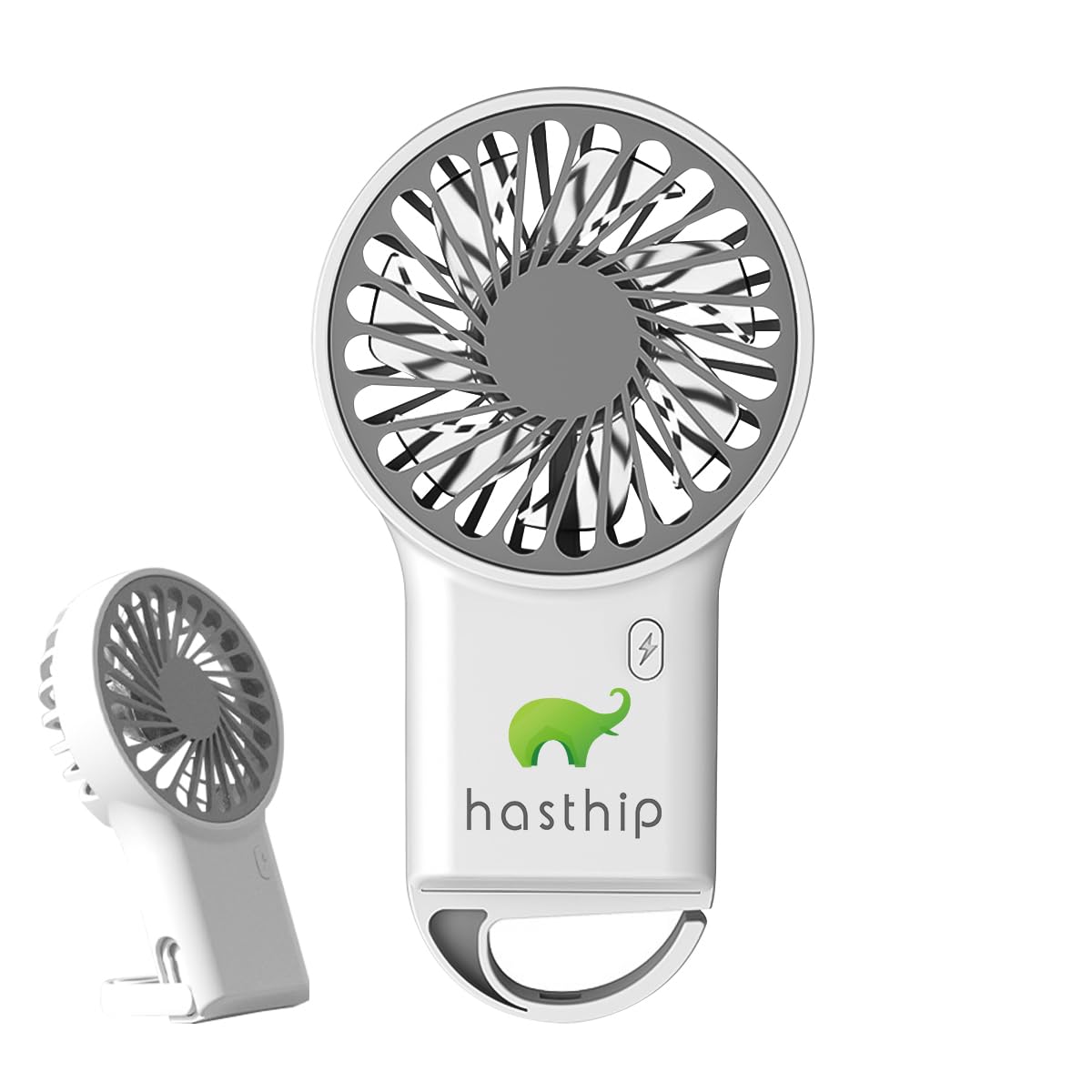HASTHIP Handheld Mini Fan for Travel and Office with 800mAh Battery featuring Folding Tail Hook | Quiet USB Rechargeable Pocket Fan in White
