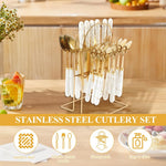HASTHIP® 24Pcs cutlery set Spoons Set Spoons Silverware, Stainless Steel Spoon, Silver Spoons, Silverware Spoons for Home, Kitchen, Restaurant,