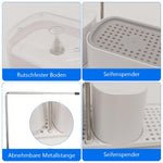 HASTHIP 4 in 1 Soap Dispenser for Kitchen Sink with Organizer and Sponge | Compact White Design