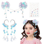 HASTHIP® Generic Set de 3 piezas de accesorios de sirena soñadora para niñas con tocado, pendiente y gemas faciales