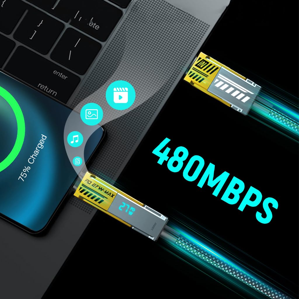 PD100W 4-IN-1 Multi-function Digital Fast Charging Cable, 480Mbps Data