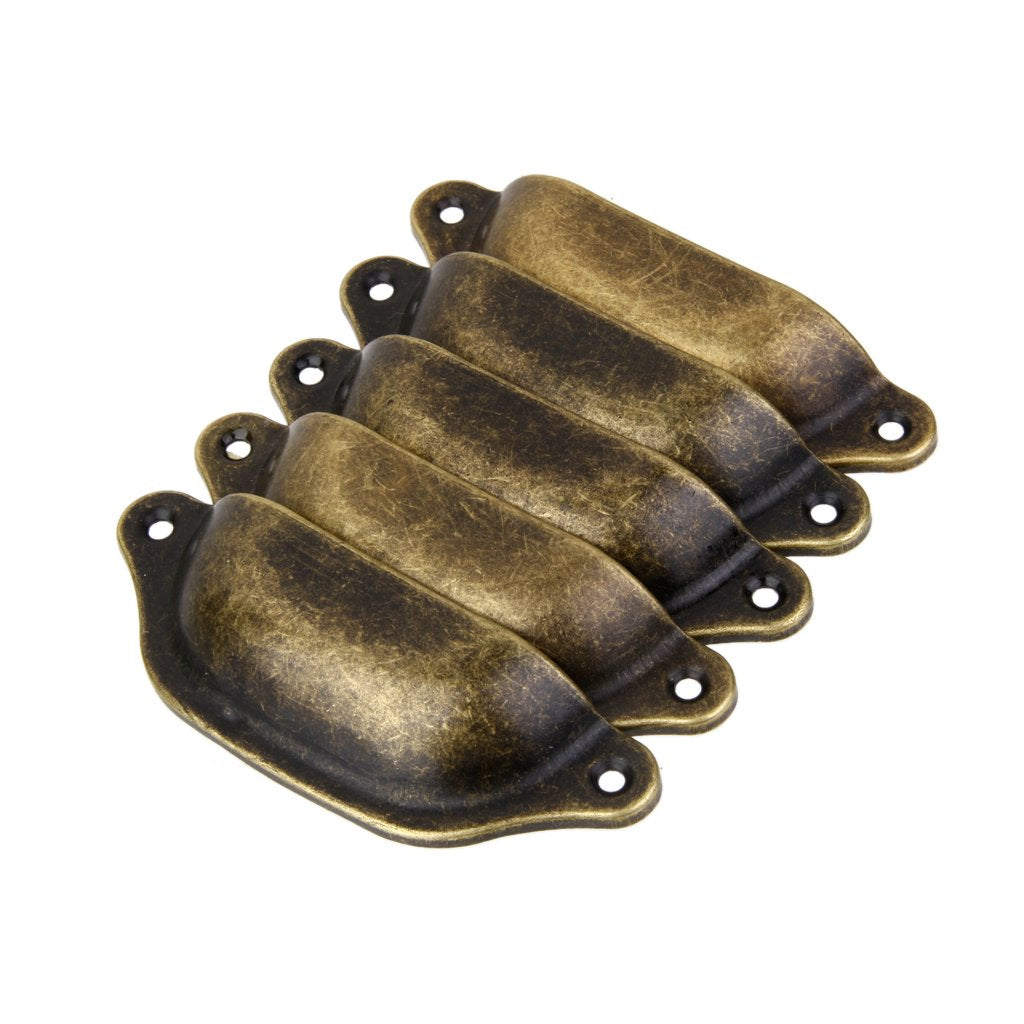 Supvox Generic Imported 10Pcs Antique Brass Door Cabinet Knob Wardrobe Drawer Shell Pull Handle-Perfect for Home & Office Drawers