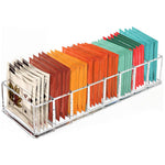 HASTHIP® 8 Compartment Clear Acrylic Tea Bag Organizer, Removable Inserts Tea Storage Holder, Tea Packet and Sugar Pack Dispenser Box for Kitchen Counter Drawer, 25x8x4.5cm