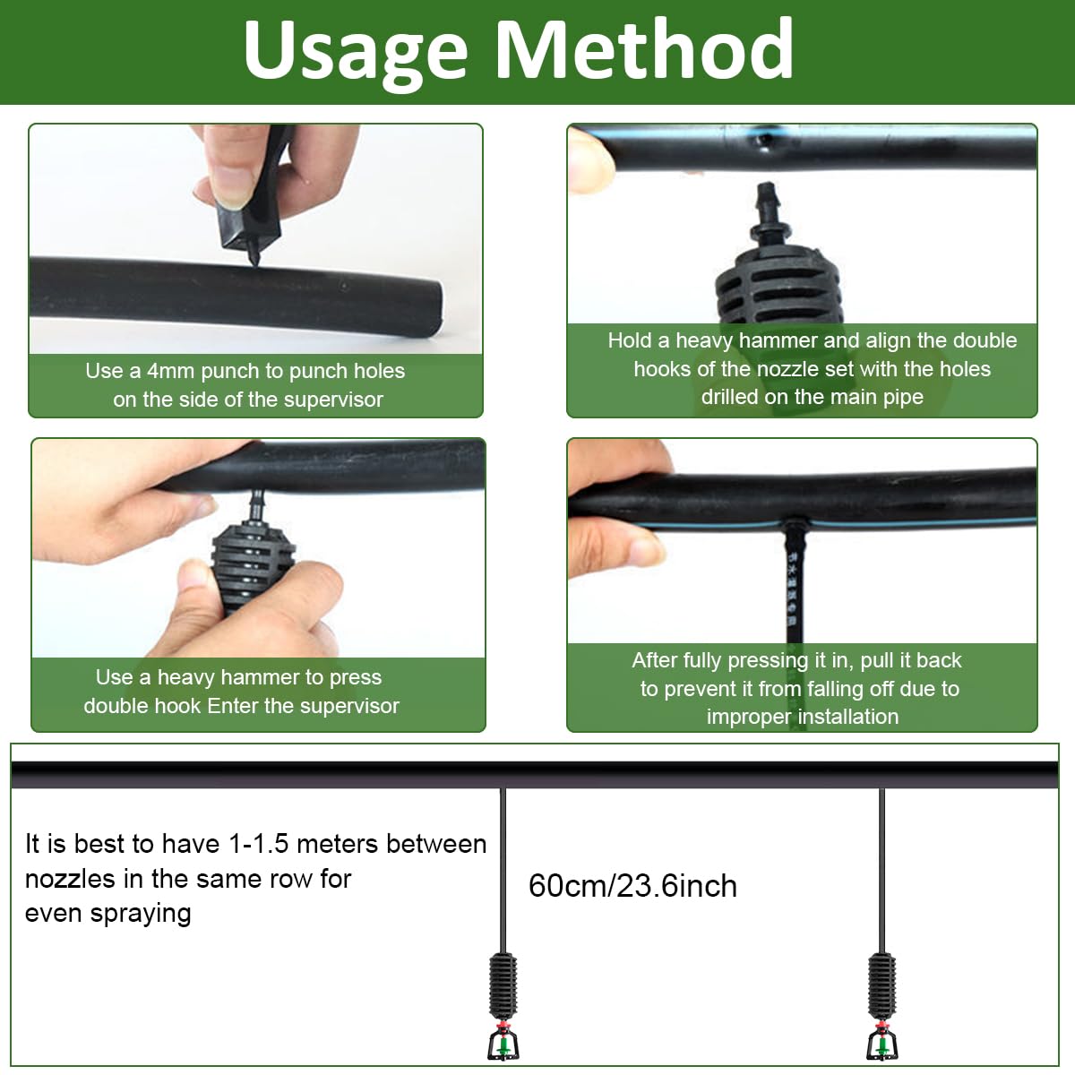 HASTHIP Hanging Drip Irrigation Kit for Gardens and Greenhouses with 60 cm 360° Rotary Sprinklers | 10 Pcs Automatic Watering System