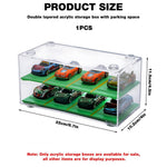 HASTHIP Car Models Display Case for 1:64 Racing Cars with 2 Tiers and 8 Compartments | Stackable Acrylic Dustproof Organizer