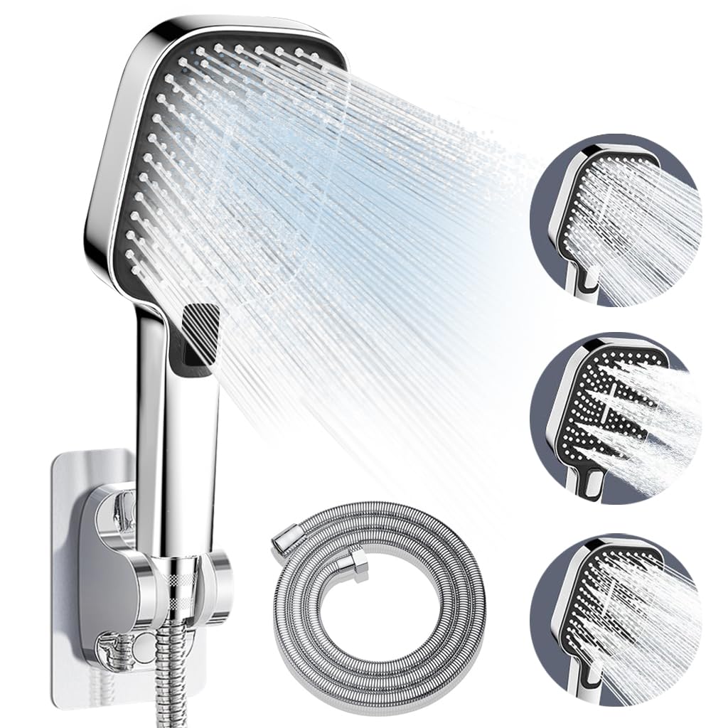 HASTHIP® High Pressure Shower Heads With 3 Spray Modes, Quality Construction, Adjustable Stream Settings, Ideal For Homes And Apartments, Polished Chrome Finish