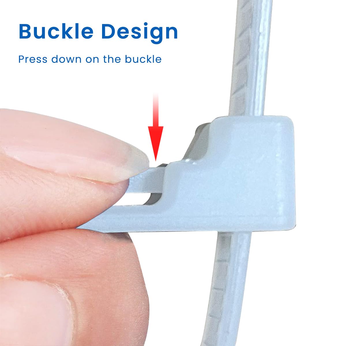 HASTHIP Cable Ties for Home Office and Outdoor with Release Latch 100 Pcs 200 mm | White Nylon Wire Organizer