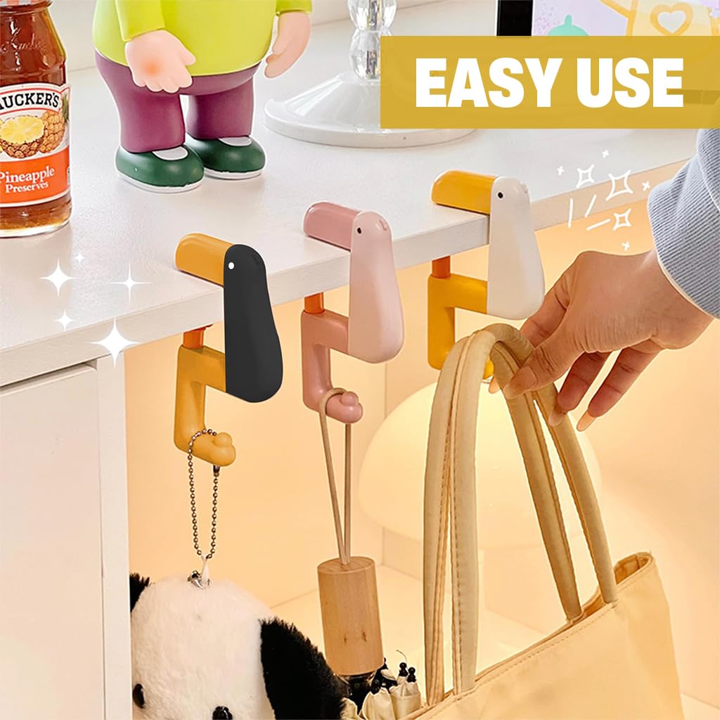 HASTHIP Portable Folding Table Hook for Desk Storage with Screw Tightened Clip | Duck Shaped Bag Hanger